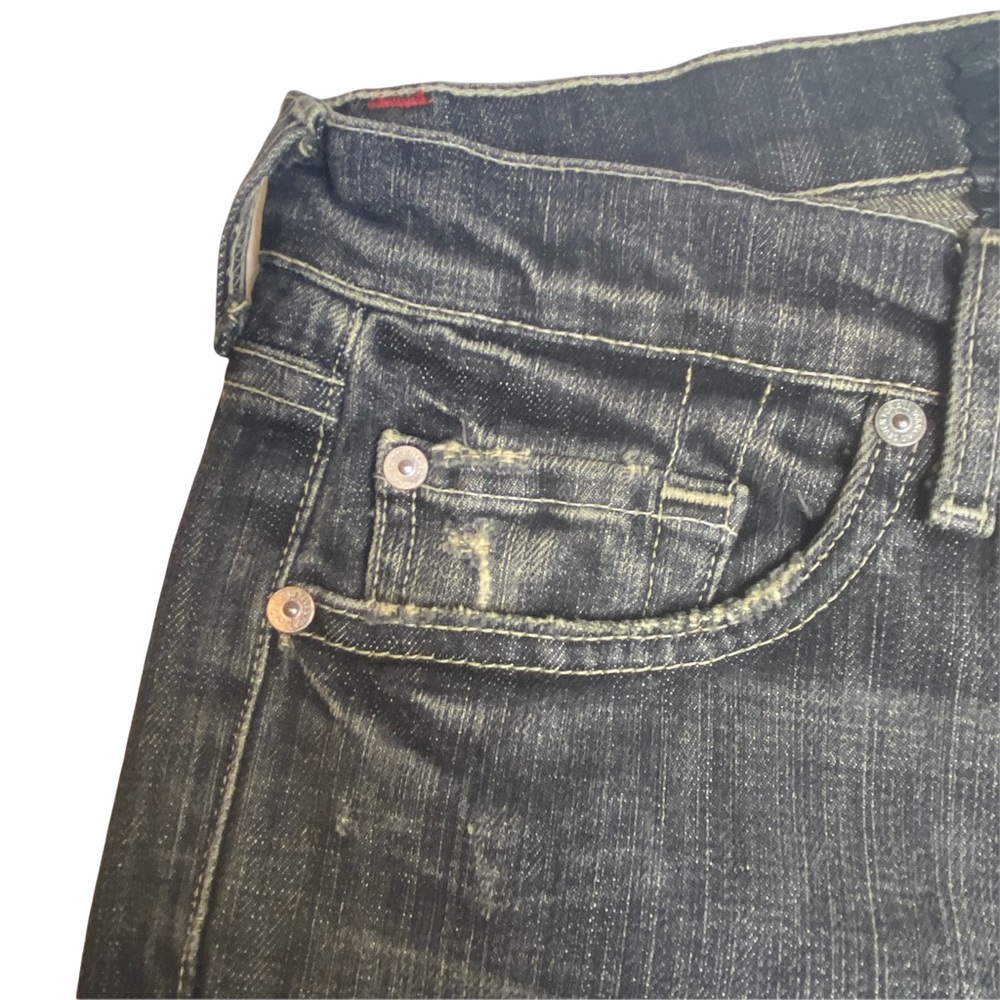 HTF: 7 For All Mankind® x Great China Wall ☻︎ Leather Skull Patch Standard Jeans - Picture 7 of 16